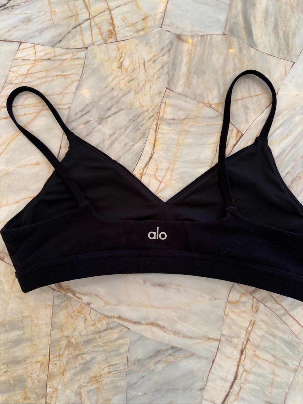 ALO Yoga Black V-Neck Bralette with Thin Straps